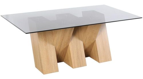 Newton Smoked Glass and Oak Effect Coffee Table