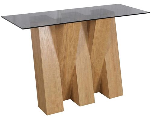 Newton Smoked Glass and Oak Effect Console Table