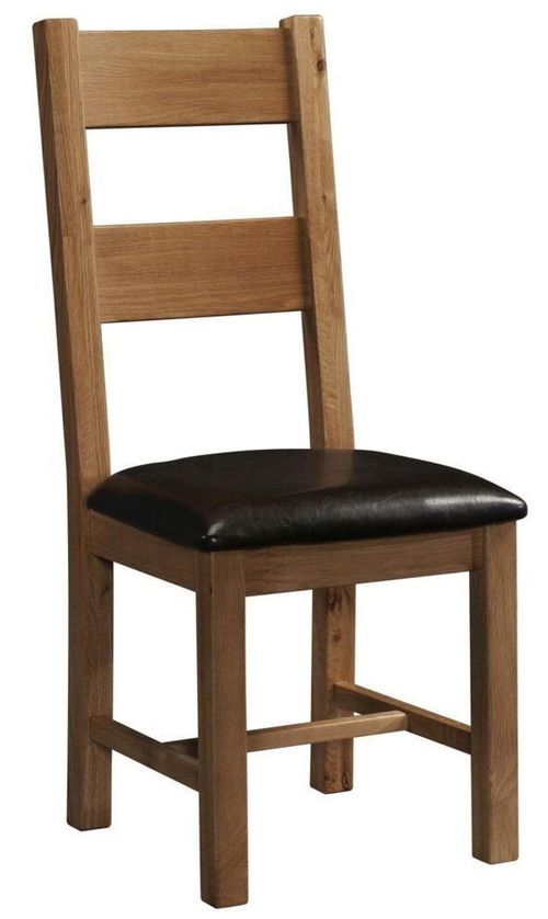 2 x Original Rustic Oak Ladder Back Dining Chair