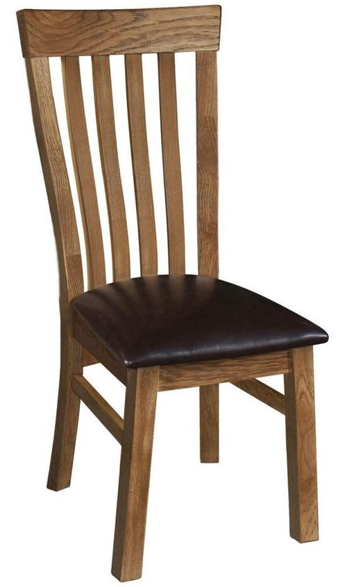 2 x Original Rustic Oak Toulouse Slatted Back Dining Chair