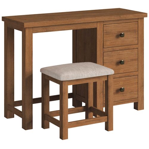 Original Rustic Oak 3 Drawer Single Dressing Table Set
