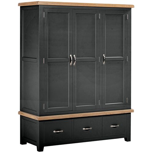 Wilmont Black Painted 3 Door 3 Drawer Wardrobe