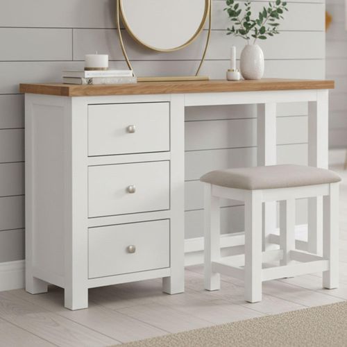 Lundy White Painted 3 Drawer Single Dressing Table with Stool