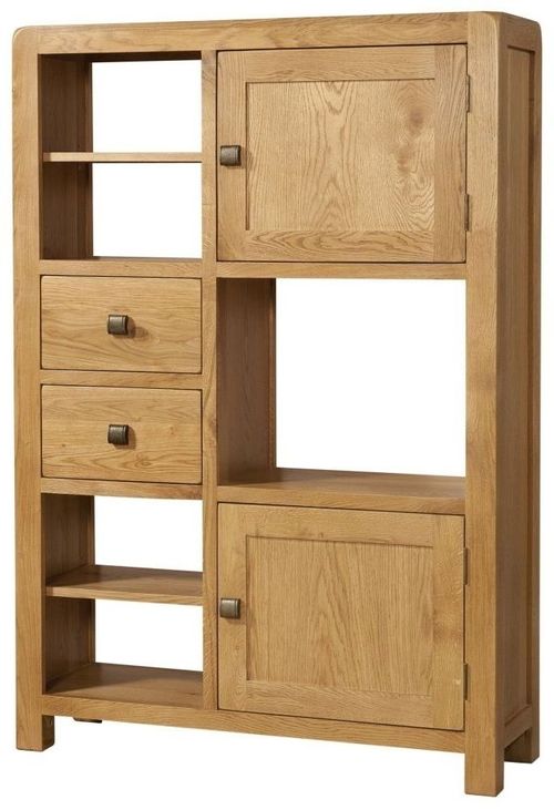 Curve Oak 2 Door High Display Cabinet