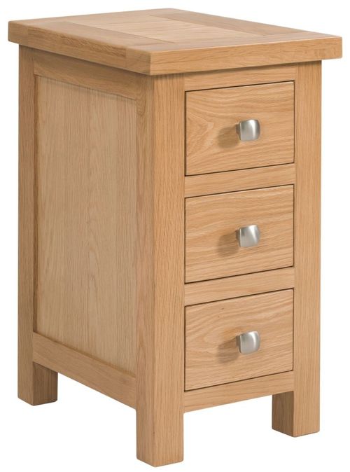 Appleby Oak 3 Drawer Compact Bedside Cabinet