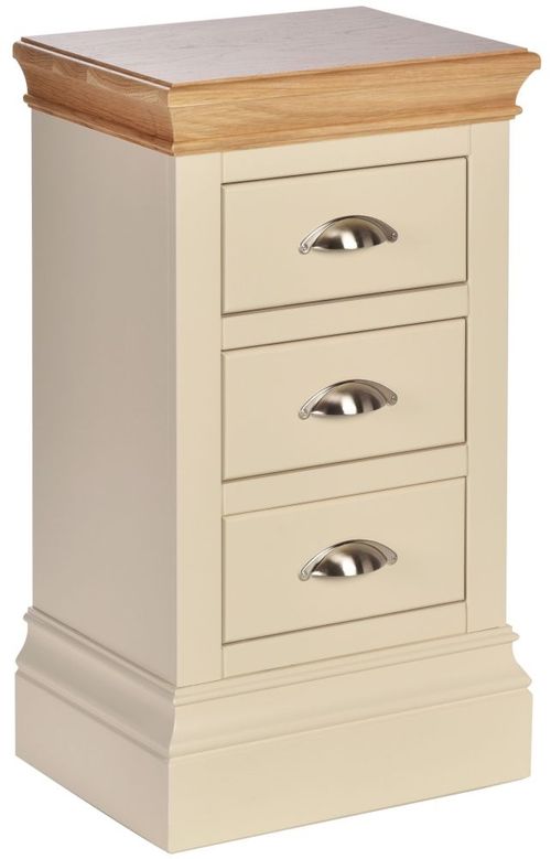 Versailles Ivory Painted 3 Drawer Compact Bedside Cabinet