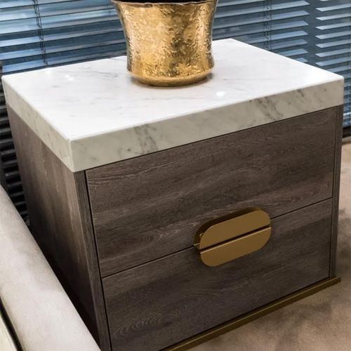 Westin Marble Top 2 Drawer Bedside Cabinet - Variation Available