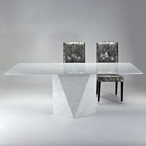 Freedom Marble Pedestal Dining Table with Steel Pedestal Base - Variation Available