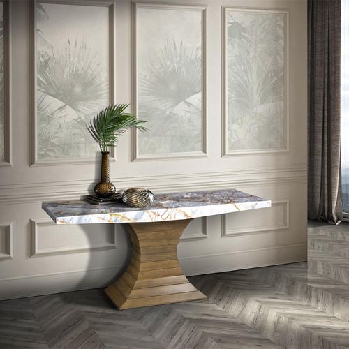 Opera Marble Console Table with Wooden Base Variation Available