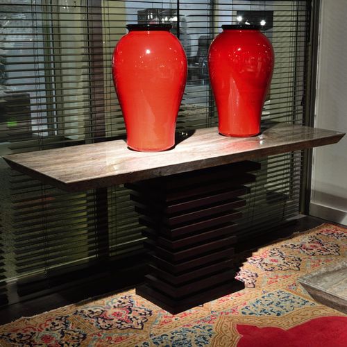 Ark Marble Console Table with Wooden Base - Variation Available