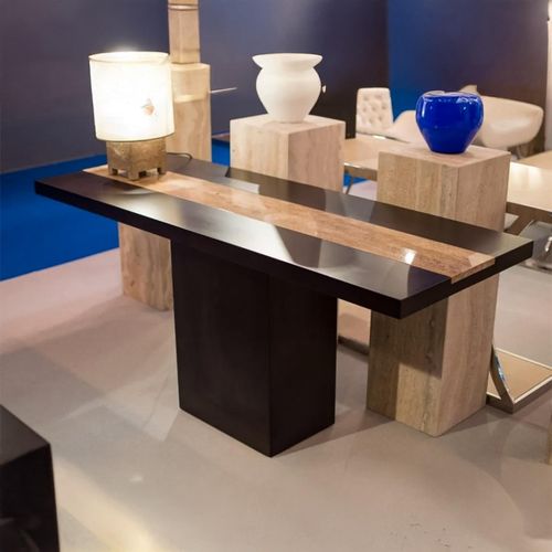 Hermes Marble Console Table with Wooden Base - Variation Available