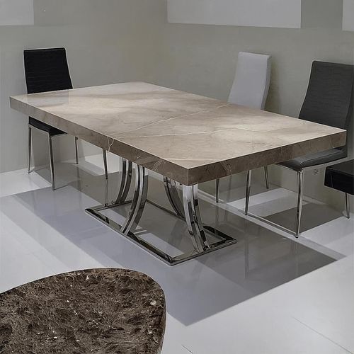 Aurora Marble Dining Table with Stainless Steel Base - Variation Available