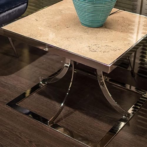 Aurora Marble Lamp Table with Stainless Steel Base - Variation Available