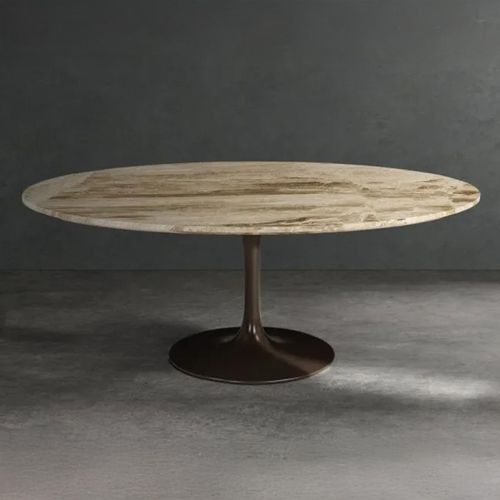 Flute Marble Occasional Table with Metal Base - Variation Available