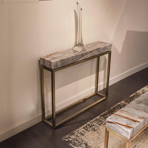 Kubo Marble Console Table with Brass Base - Variation Available
