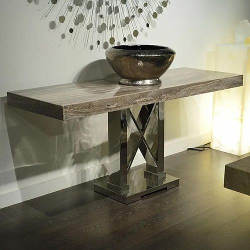 Impero Marble Occasional Table with Stainless Steel Base - Variation Available