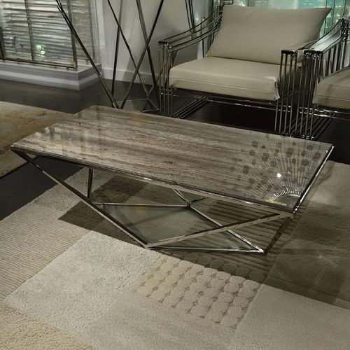 Spyder Marble and Clear Glass Coffee Table - Variation Available