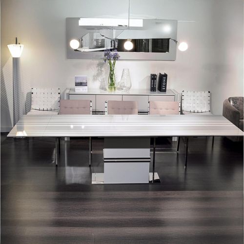 Lugano Marble and Wood Extending Pedestal Dining Table - Variation Available