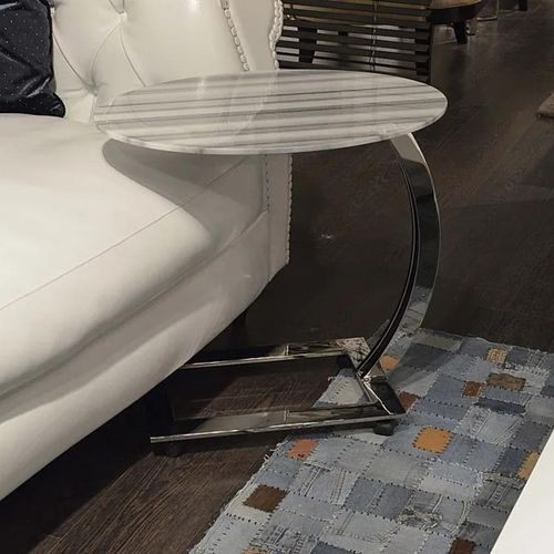 Swan Marble Oval Accent Table with Steel Base - Variation Available