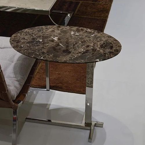 Flamingo Marble Oval Accent Table with Steel Base - Variation Available