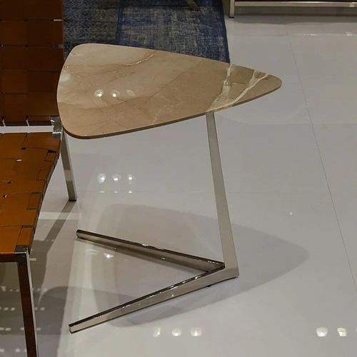 Plectrum Marble Triangular Accent Table with Steel Base - Variation Available