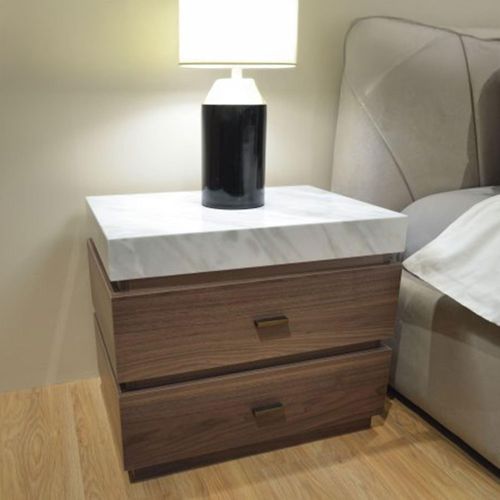 Goya Marble Top 2 Drawer Large Bedside Cabinet - Variation Available