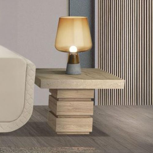 Goya Marble Top Small Square Side Table with Pedestal Base - Variation Available