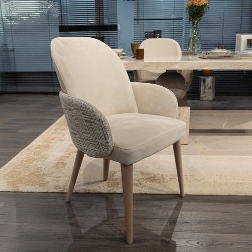 Abbie Two Tone Fabric Dining Armchair - Variation Available