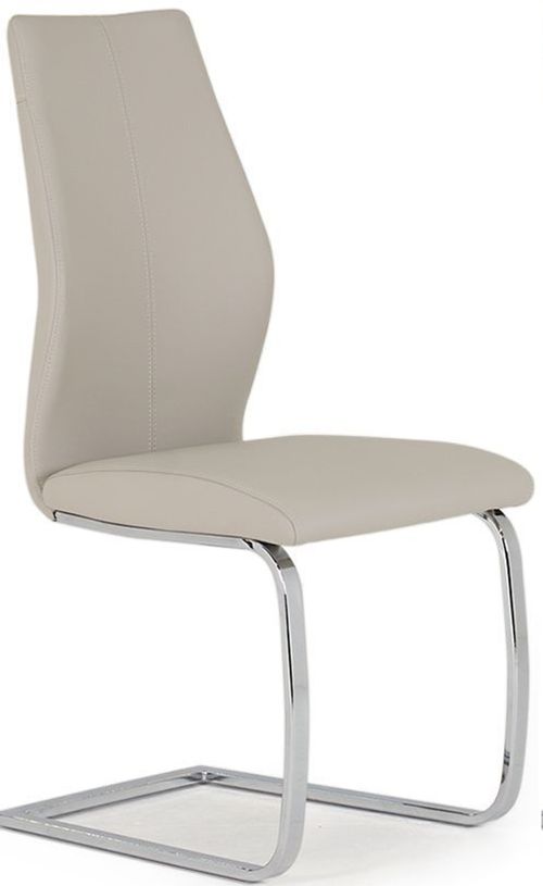 2 x Vida Living Elis Taupe Faux Leather and Chrome Dining Chair