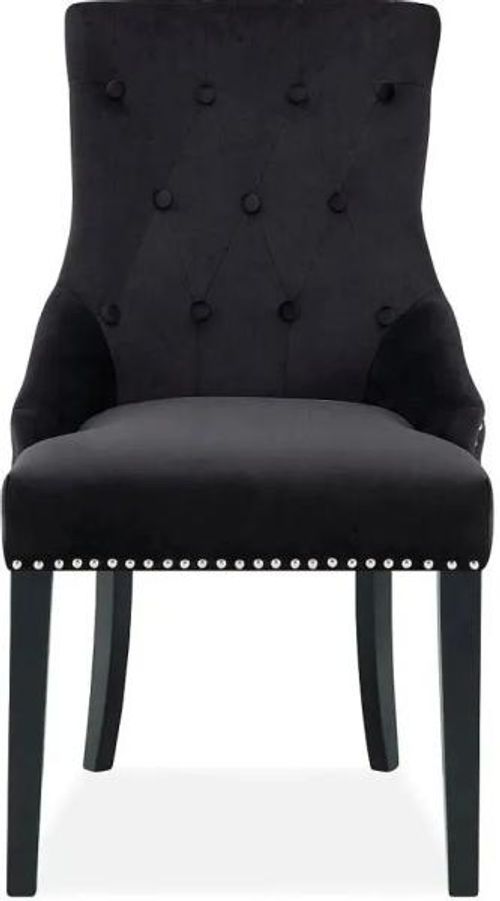 Clearance - 4 x Lion Knockerback Back Black Velvet Fabric Dining Chair - FS270/71