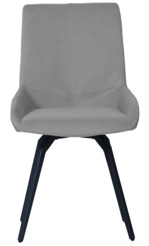 Clearance - 2 x Malcom Light Grey Velvet Fabric Swivel Dining Chair - FSS15592