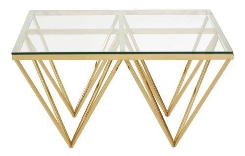 Clearance - Kelley Glass Top and Gold Spike Base Coffee Table - FSS15735