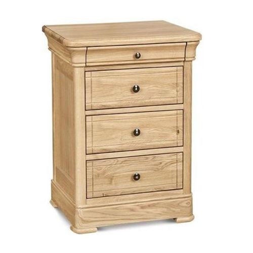 Clearance - Clemence Richard Moreno Oak 4 Drawer Bedside Cabinet - A185