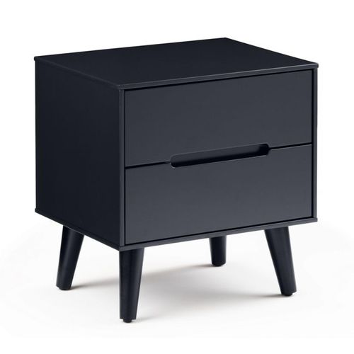 Clearance - Alicia Black 2 Drawer Bedside Cabinet - FSS16028
