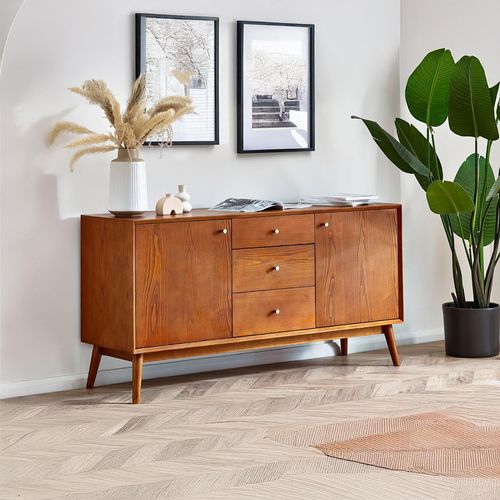 Clearance - Lowry Cherry Wood Retro Style 150cm Medium 2 Door Sideboard - FSS16019