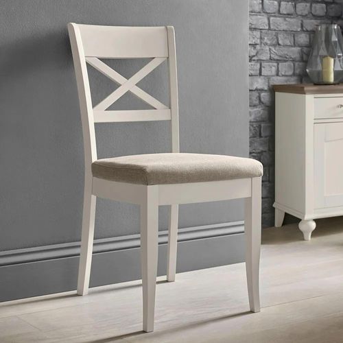Clearance - 2 x Bentley Designs Montreux Soft Grey X Back Dining Chair - Pebble Grey Fabric - A297
