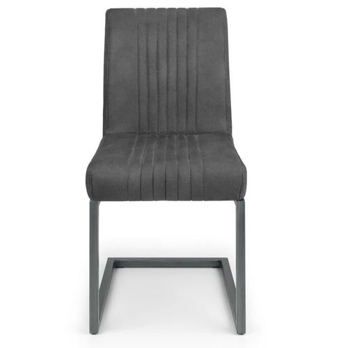 Clearance - 2 x Brooklyn Charcoal Grey Suede Fabric Cantilever Dining Chair - A348