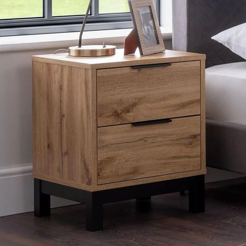 Clearance - Bali Oak 2 Drawer Bedside Cabinet - A340