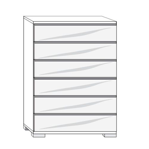 Clearance - Wiemann Loft Glass Front  6 Drawer Chest with Pebble Grey Glass Front - A258