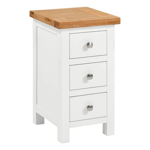 Clearance - Lundy White Painted 3 Drawer Compact Bedside Cabinet - FSS16172