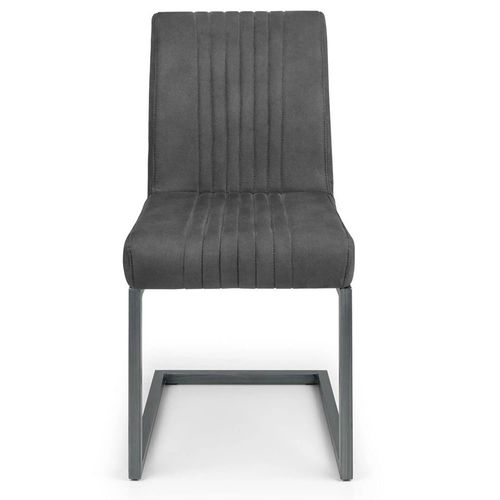 Clearance - 2 x Brooklyn Charcoal Grey Suede Fabric Cantilever Dining Chair - FSS16344