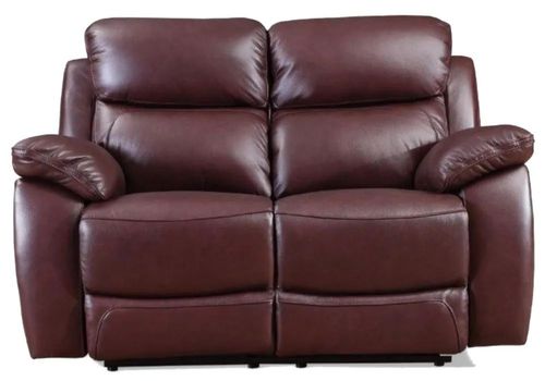 Clearance - Rivoli Burgundy Leather 2 Seater Recliner Sofa - FSS16433