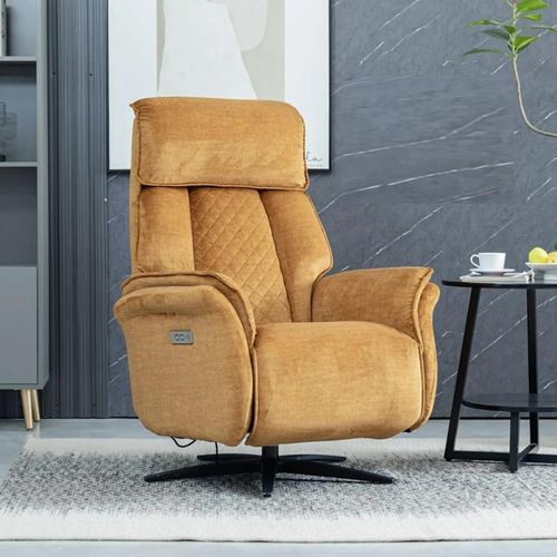 Clearance - Evoque Amber Fabric Swivel Electric Recliner Armchair - FSS16451