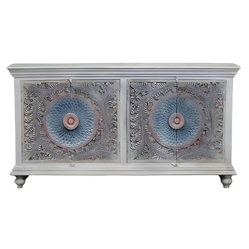 Clearance - Rewa Hand Painted Carved 4 Door Extra Large Sideboard - FSS16449