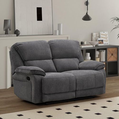 Clearance - Douglas Dark Grey Fabric 2 Seater Recliner Sofa - FSS16467
