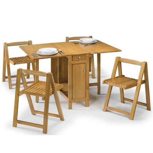 Clearance - Savoy Light Oak 4 Seater Gateleg Dining Set with 4 Chairs - FSS16452