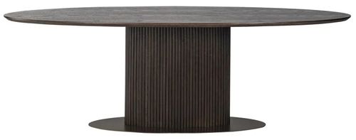 Luxor Brushed Brass Ribbed 12 Seater Oval Pedestal Dining Table