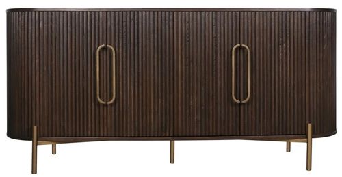 Luxor Brushed Brass Ribbed 4 Door Extra Large Curved Sideboard