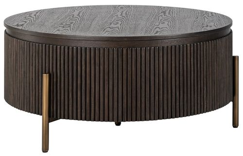 Luxor Brushed Brass Ribbed Small Round Coffee Table