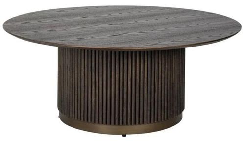 Luxor Brushed Brass Ribbed Round Coffee Table